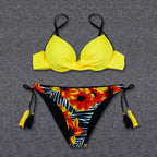Push Up Bikini Floral Print Swimsuit Swimwear Women Bathing Suit Bikinis Set Brazilian Beach Female Wear Women's Bikini Swimsuits Floral Printed Bathing Suits for Women 2 Piece Bikini