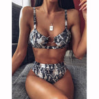 Women High Waist Bikini Swimsuit Swimwear Female Women Metal Ring Cross Bandage Bikini Set Swimsuit Two Piece Cutout Tie Back Bathing Suit Thong Bikini Set Bathing Suit Bather